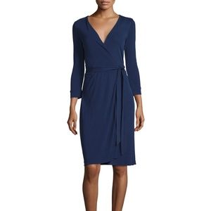 DVF Julian Matte Jersey Navy Matte Dress Size 8
